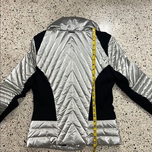 Blanc Noir silver metallic black snow puffer coat jacket m medium apre ski - Picture 8 of 9